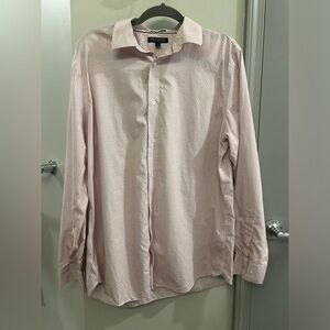 Banana Republic Non-Iron Button Down Shirt Standard Fit Mens Large Pink White